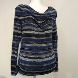 Christopher & Banks Cowl Neck Stripe Sweater PM